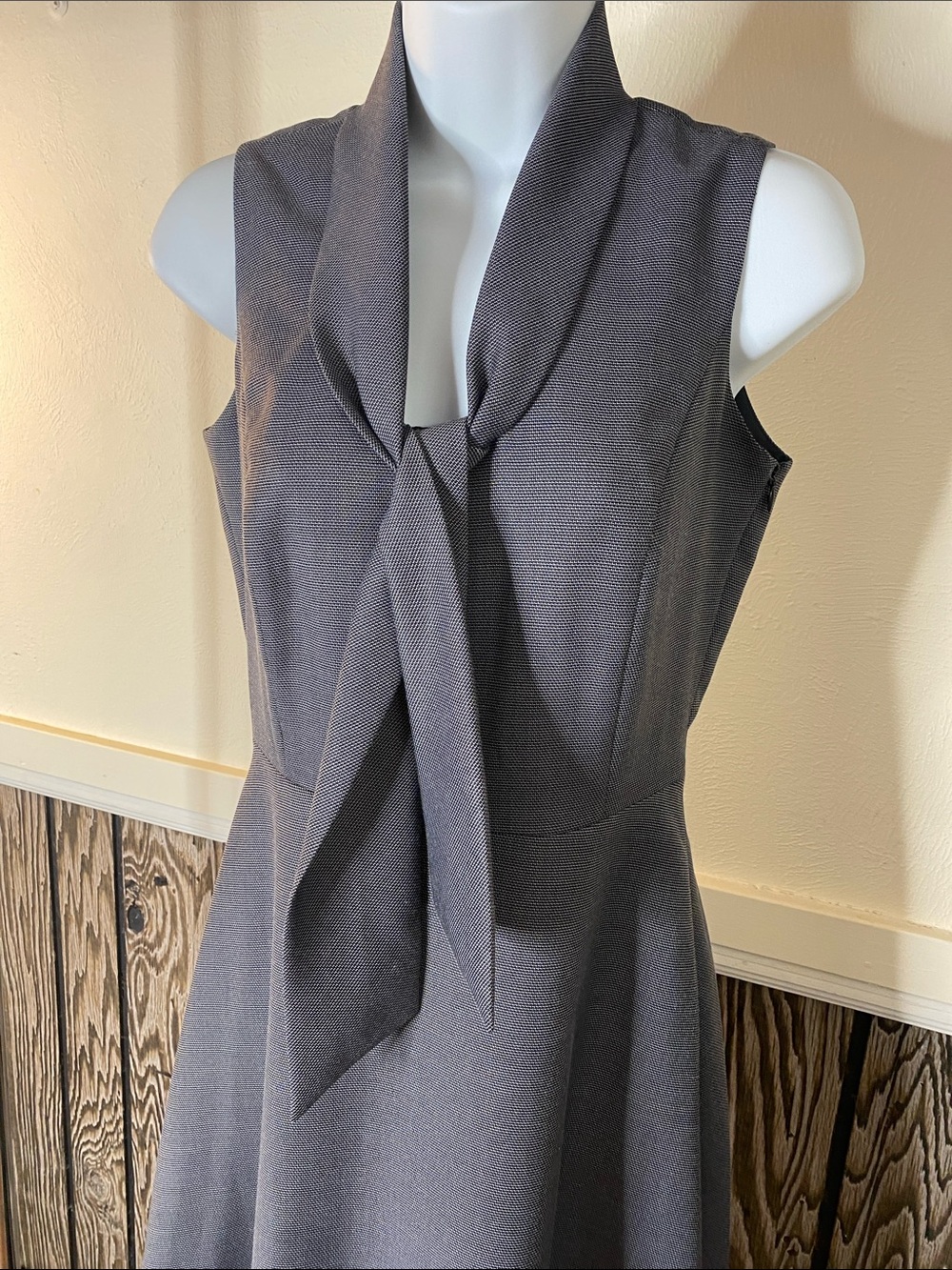 Calvin Klein Sleeveless Grey Tie-Neck Midi Dress - Picture 5 of 6